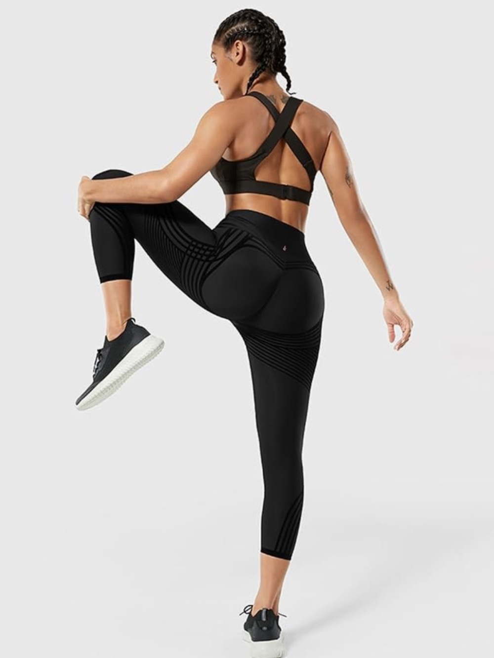 Fanka High Waisted Pants 7/8 Length Reversible Wear Body Sculpt Compression - Picture 15 of 16